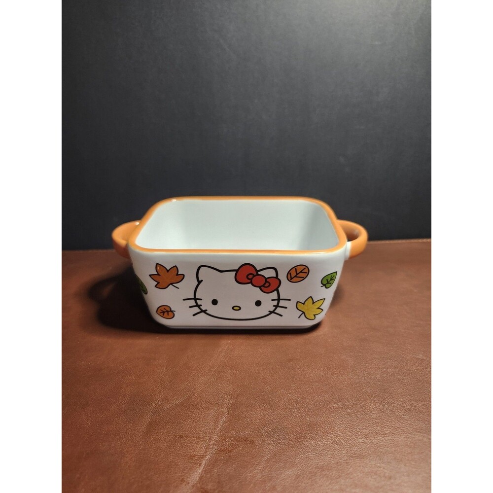 Hello Kitty fall-themed mini loaf pan featuring autumn leaves and vibrant orange